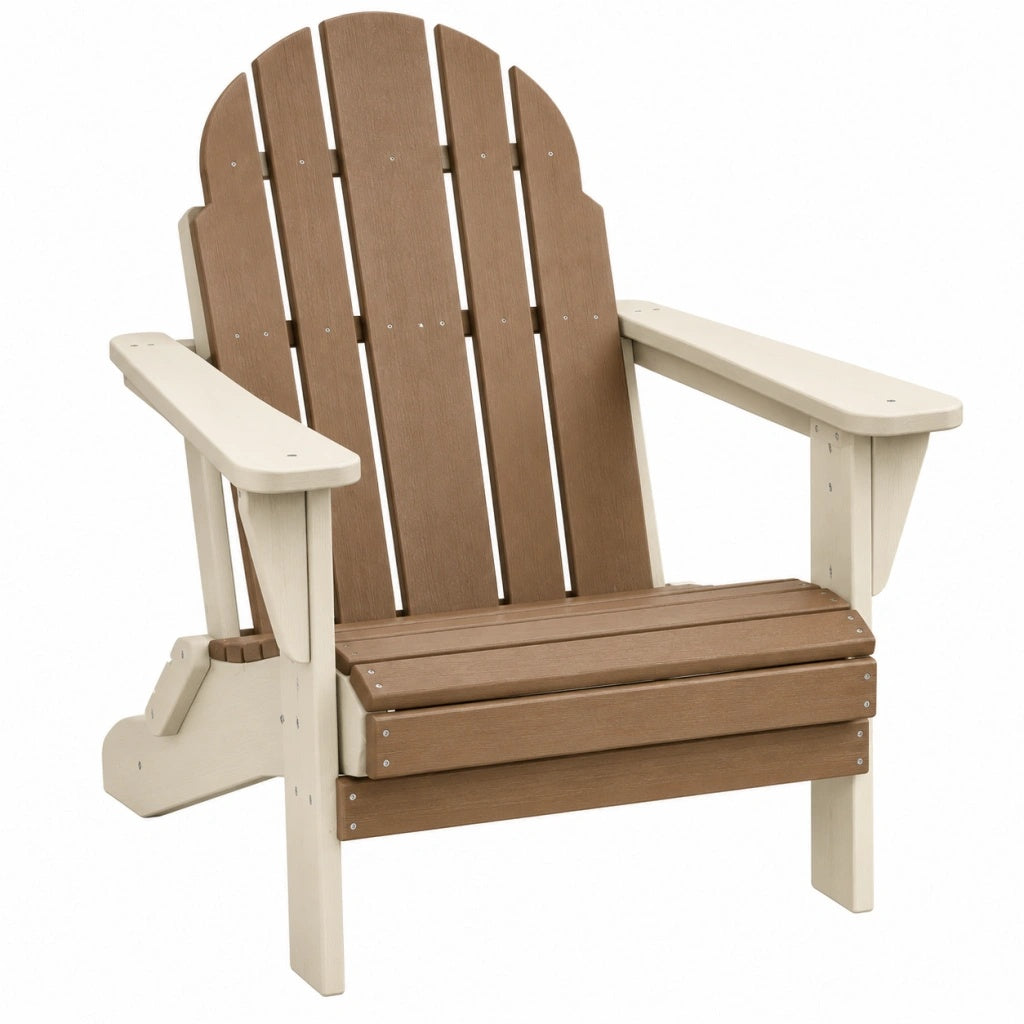 Fotel ogrodowy Adirondack 80 x 90 x 100 cm brązowy i kremowy z tworzywa sztucznego