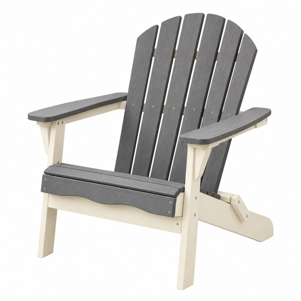 Fotel ogrodowy 83 x 90 x 100 cm drewniany szaro-kremowy w stylu Adirondack