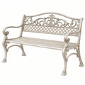 Ławka ogrodowa 120 x 60 x 90 cm metalowa kremowa w stylu klasycznym