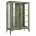 Witryna szklana 90 x 40 x 160 cm metalowa oliwkowozielona do salonu